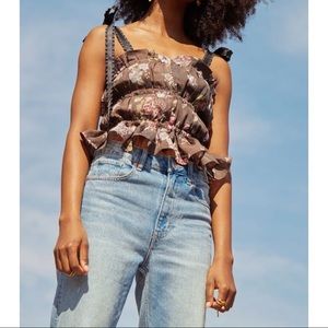 Brock Collection x H&M Brown Floral Top